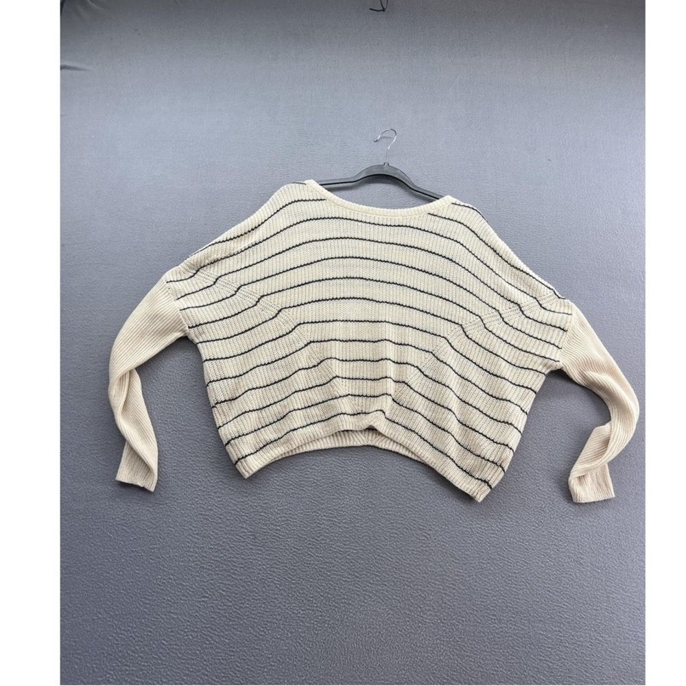 Urban Outfitters Beige and Black Striped Crew Neck Sweater